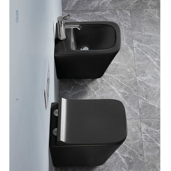 Унитаз подвесной безободковый Azario Teramo AZ-052-MB с крышкой микролифт, черный, Цвет производителя: чёрный - 3 Унитаз подвесной безободковый Azario Teramo AZ-052-MB с крышкой микролифт, черный, Цвет производителя: чёрный фото 3