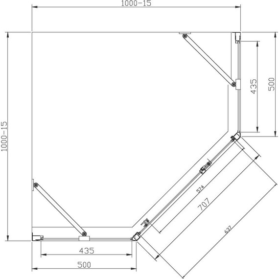 Душевое ограждение Azario Dallas AZ-112P 100х100 см CS00020414, хром/прозрачное - 5 Душевое ограждение Azario Dallas AZ-112P 100х100 см CS00020414, хром/прозрачное фото 5