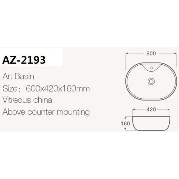 Раковина-чаша Azario 60 см AZ-2193 фото 3