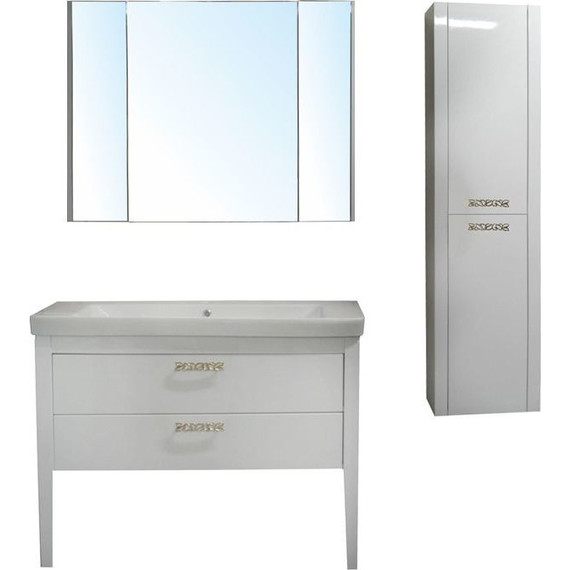 Пенал подвесной Azario Verona 40 см, универсальный, ручки серебро, белый фото 2