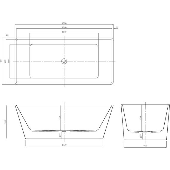Ванна отдельностоящая Azario Lincoln LIN17080 170х80 см, Размер - мм: 1700х800 фото 9