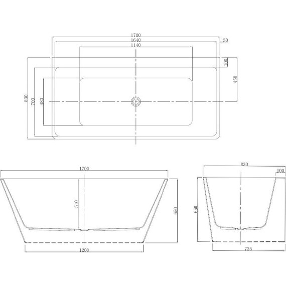 Ванна акриловая Azario Oxford OXF17083 170х83 см с каркасом фото 6