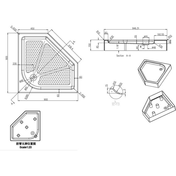 Акриловый поддон Azario 90х90 см P39R/L - 2 Акриловый поддон Azario 90х90 см P39R/L фото 2
