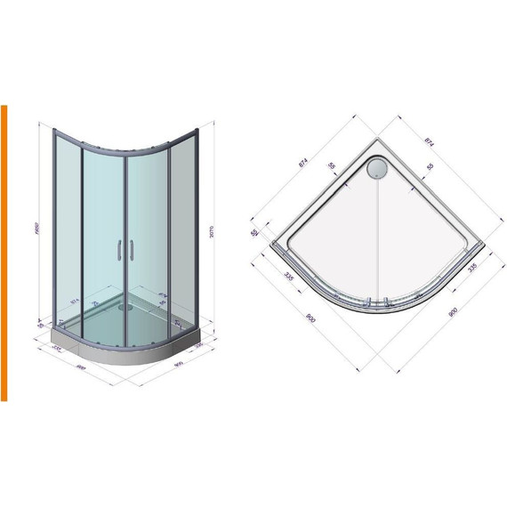 Душевое ограждение Радомир Смарт 90x90 см, хром/прозрачное в комплекте с поддоном - 2 Душевое ограждение Радомир Смарт 90x90 см, хром/прозрачное в комплекте с поддоном фото 2