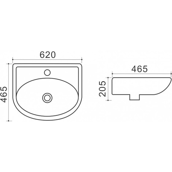 Раковина подвесная Azario 63 см Teo-60 - 3 Раковина подвесная Azario 63 см Teo-60 фото 3