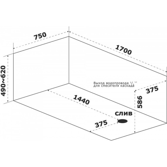 Ванна акриловая Azario Тенза 170x75 см ТНВ0102, Размер - мм: 1700х750 фото 3