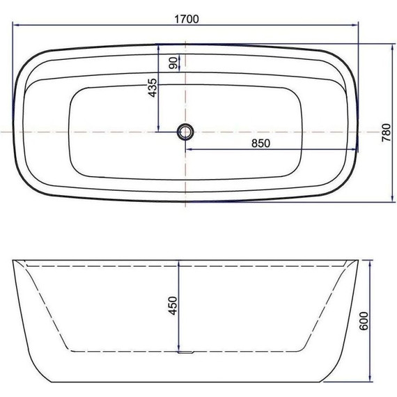 Ванна отдельностоящая Aquanet Family Fine 170х78 см 95778-MW-MB, чёрный матовый фото 3