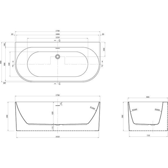 Ванна акриловая Azario Bradford 170x80 см BD07-1700 с каркасом, Размер - мм: 1700х800 фото 7