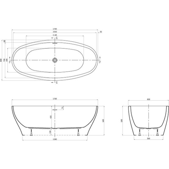 Ванна отдельностоящая Azario Cranston 170x80 см CRA17080 - 5 Ванна отдельностоящая Azario Cranston 170x80 см CRA17080 фото 5