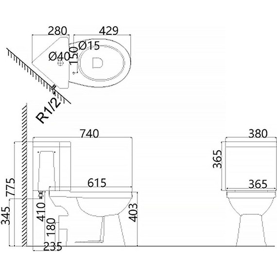 Унитаз-компакт угловой Creo Ceramique Project с крышкой микролифт - 13 Унитаз-компакт угловой Creo Ceramique Project с крышкой микролифт фото 13