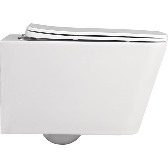 Унитаз подвесной безободковый Abber Rechteck AC1201MW с тонкой крышкой микролифт, белый матовый фото 6