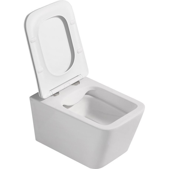 Унитаз подвесной безободковый Abber Rechteck AC1201MW с тонкой крышкой микролифт, белый матовый фото 9