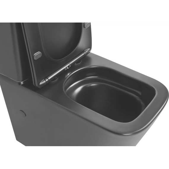 Унитаз-компакт безободковый Abber Rechteck AC1210TMB (смыв торнадо) с тонкой крышкой микролифт, чёрный матовый, Цвет производителя: чёрный матовый - 7 Унитаз-компакт безободковый Abber Rechteck AC1210TMB (смыв торнадо) с тонкой крышкой микролифт, чёрный матовый, Цвет производителя: чёрный матовый фото 7