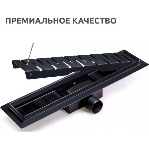 Трап TIM 80 см BAD468002BK, чёрный матовый (под плитку) фото 3