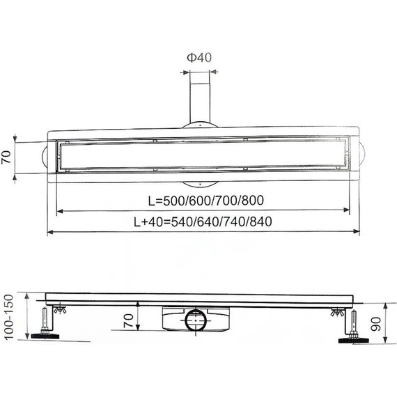 Трап Zeissler 50 см BAD555002BK, чёрный (под плитку) фото 10