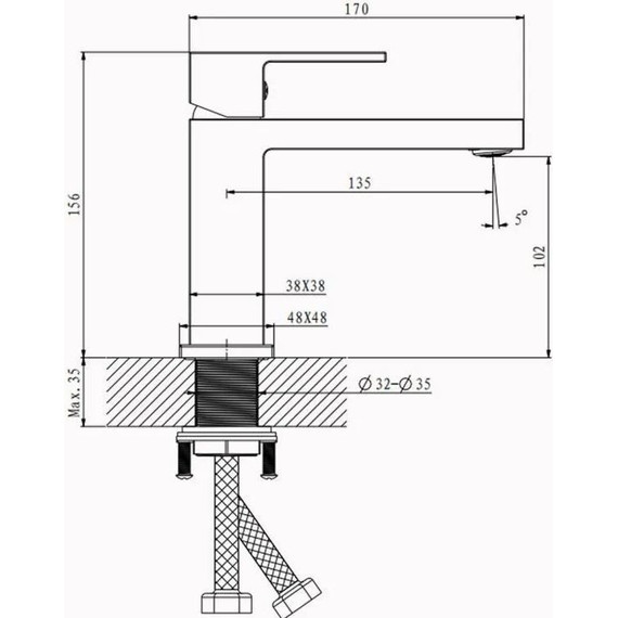 Смеситель для раковины Belz B10672-7, чёрный матовый, Цвет производителя: чёрный матовый фото 5