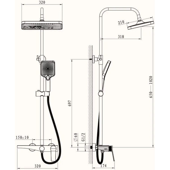 Душевая стойка Belz B24572-7, чёрный матовый фото 10