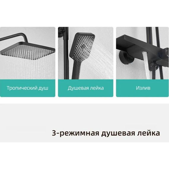 Душевая стойка Belz B24572-7, чёрный матовый фото 9