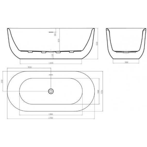 Ванна отдельностоящая BelBagno 170x77 см BB706-1700-770, Размер - мм: 1700х750 фото 8