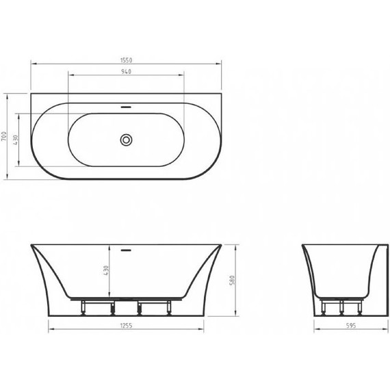 Ванна акриловая BelBagno 155x70 см BB711-1550-700 фото 8