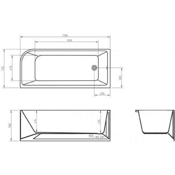 Ванна акриловая BelBagno 170x73 см BB712-1700-730-L фото 8