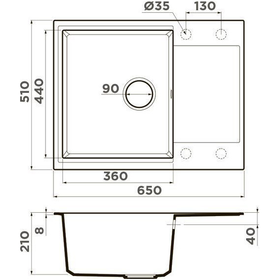 Кухонная мойка Omoikiri Daisen 65T PL 4993517, платина, Цвет производителя: платина фото 2