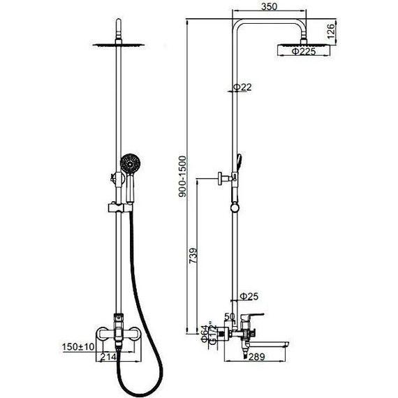 Душевая стойка Ledeme L2480Y, золото - 2 Душевая стойка Ledeme L2480Y, золото фото 2