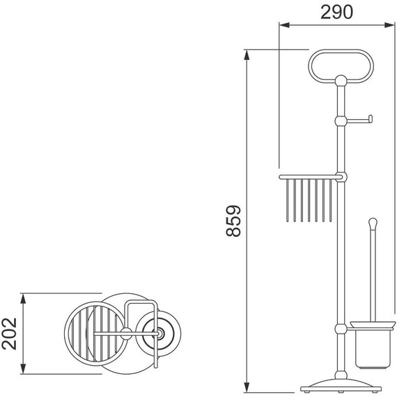Стойка с держателем и ёршиком Timo Nelson 160185/02, цвет антик фото 2