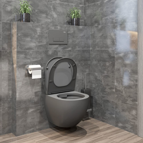 Унитаз подвесной безободковый Sole Pandora 2 grey с тонкой крышкой микролифт, Цвет производителя: серый фото 8