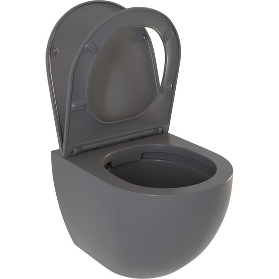 Унитаз подвесной безободковый Sole Pandora 2 grey с тонкой крышкой микролифт, Цвет производителя: серый фото 2