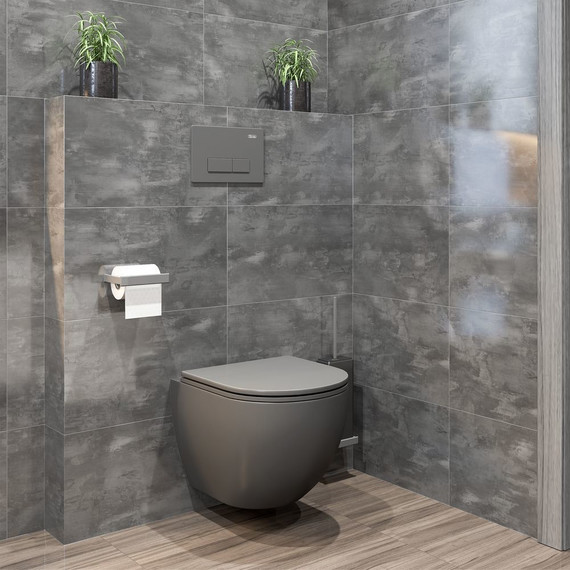 Унитаз подвесной безободковый Sole Pandora 2 grey с тонкой крышкой микролифт, Цвет производителя: серый фото 7