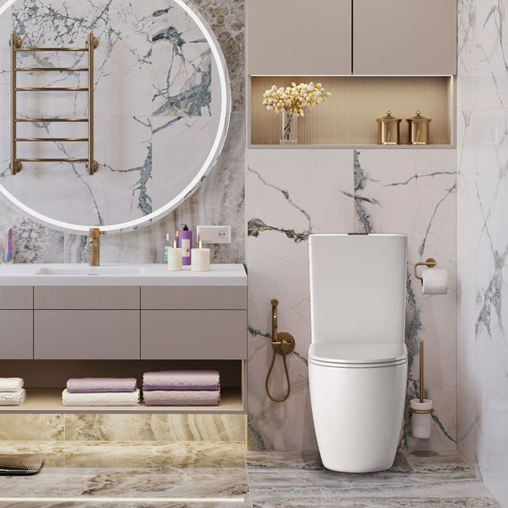 Унитаз-компакт безободковый Sole Pandora 3 с тонкой крышкой микролифт фото 4