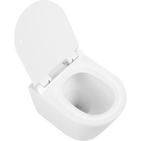 Унитаз подвесной безободковый Sole Torr (смыв торнадо) с тонкой крышкой микролифт фото 4