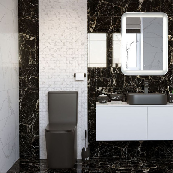 Унитаз-компакт безободковый Sole Cube 2 black с тонкой крышкой микролифт, Цвет производителя: чёрный фото 4