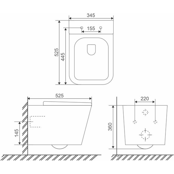Унитаз подвесной безободковый Sole Cube (смыв торнадо) с тонкой крышкой микролифт фото 10