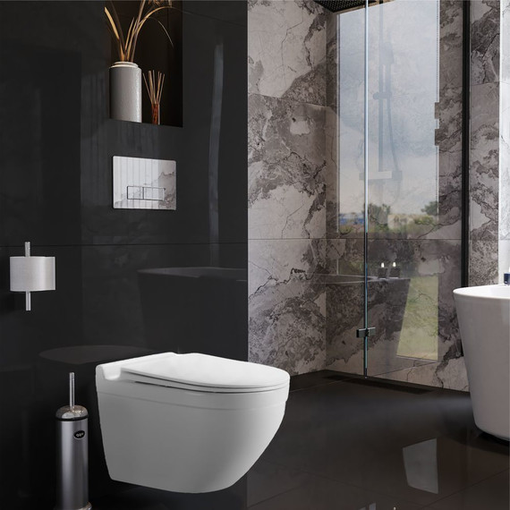 Унитаз подвесной безободковый Sole Step с тонкой крышкой микролифт - 7 Унитаз подвесной безободковый Sole Step с тонкой крышкой микролифт фото 7