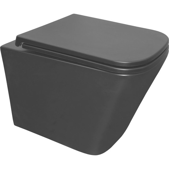 Унитаз подвесной безободковый Azario Teramo AZ-0052-UQ3MB с крышкой микролифт (система смыва Торнадо) чёрный матовый, Цвет производителя: чёрный матовый фото 2