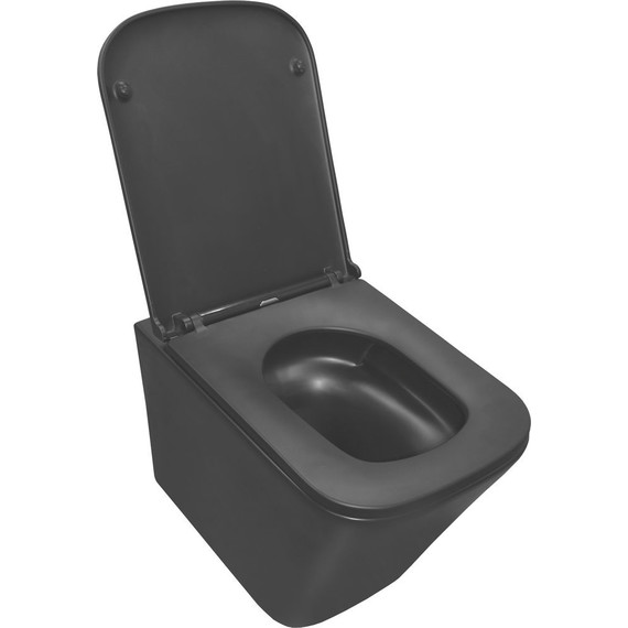 Унитаз подвесной безободковый Azario Teramo AZ-0052-UQ3MB с крышкой микролифт (система смыва Торнадо) чёрный матовый, Цвет производителя: чёрный матовый фото 3