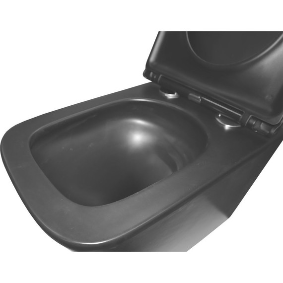 Унитаз подвесной безободковый Azario Teramo AZ-0052-UQ3MB с крышкой микролифт (система смыва Торнадо) чёрный матовый, Цвет производителя: чёрный матовый фото 8