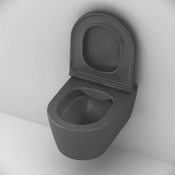 Унитаз подвесной безободковый Am.Pm Func C8F1700MBSC с крышкой микролифт, чёрный фото 4