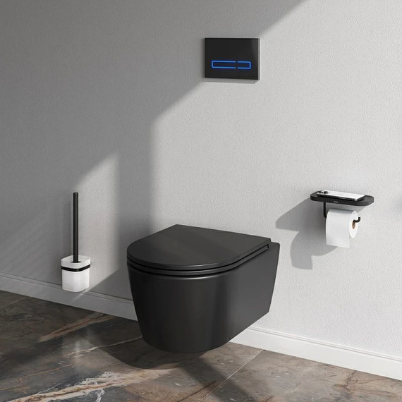 Унитаз подвесной безободковый Am.Pm Func C8F1700MBSC с крышкой микролифт, чёрный фото 5