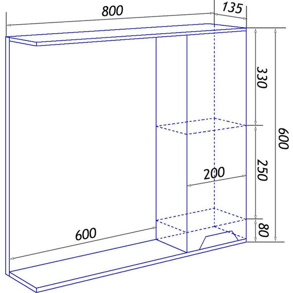 Зеркало-шкаф Loranto Florena 80 см CS00086987 R, светлый бетон фото 8