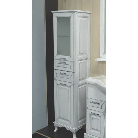 Пенал напольный Стиль Пандора 40 см R, белое серебро - 5 Пенал напольный Стиль Пандора 40 см R, белое серебро фото 5