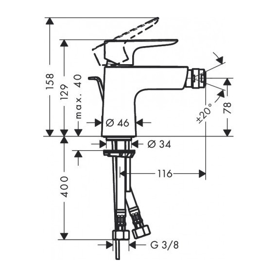Смеситель для биде Hansgrohe Talis E 71720000 - 5 Смеситель для биде Hansgrohe Talis E 71720000 фото 5