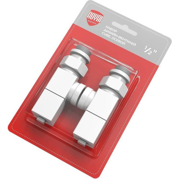 Вентиль для радиатора осевой Royal Thermo Cube 1/2" RTE 56.0003, белый фото 