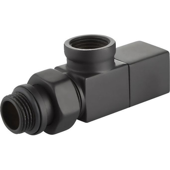 Вентиль для радиатора осевой Royal Thermo Cube 1/2" RTE 56.0004, чёрный фото 2