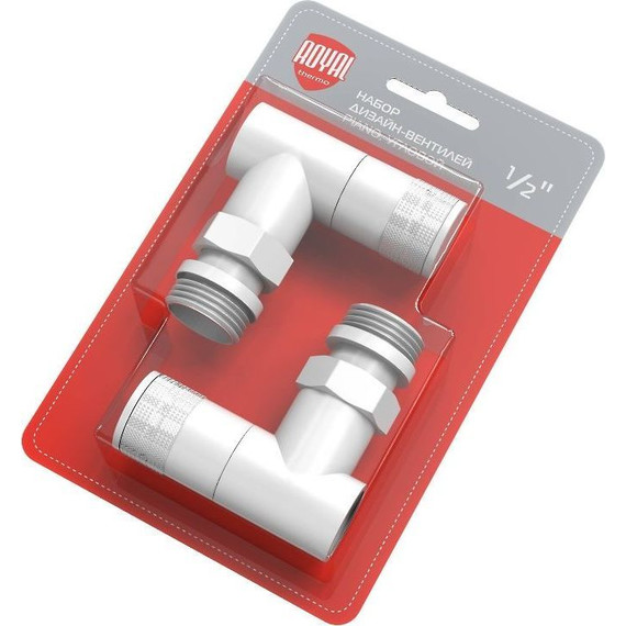 Вентиль для радиатора угловой Royal Thermo Piano 1/2" RTE 56.0012, белый фото 