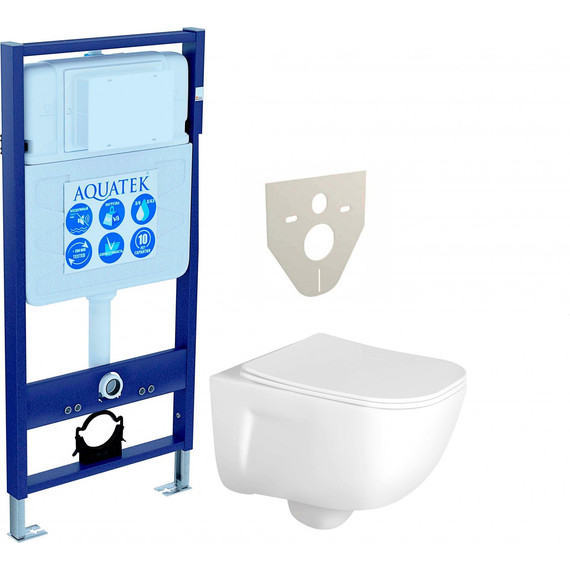 Инсталляция Aquatek Set Дива INS-0000012 с подвесным безободковым унитазом Aquatek AQ2012-00 фото 
