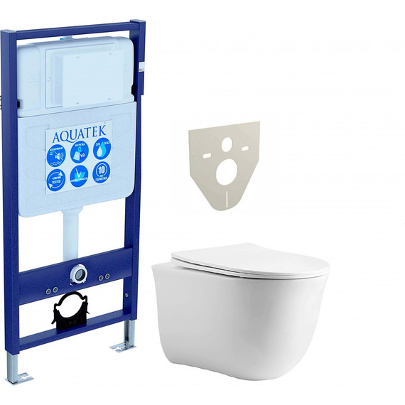 Инсталляция Aquatek Set Классик Cm INS-0000012 с подвесным безободковым унитазом Aquatek AQ1112-00 фото 