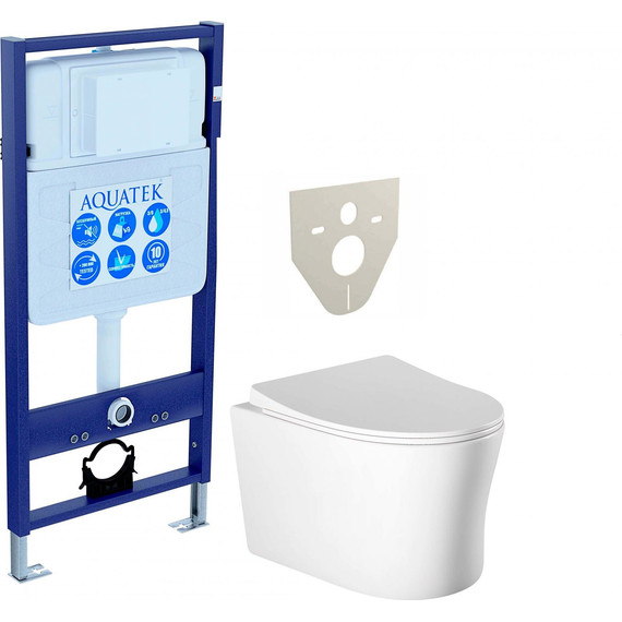 Инсталляция Aquatek Set Ника INS-0000012 с подвесным безободковым унитазом Aquatek AQ2009-00 фото 
